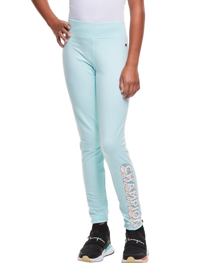 Champion Drop Shadow Logo Legging Meisjes - LichtBlauw - Belgie 3798CQZIG